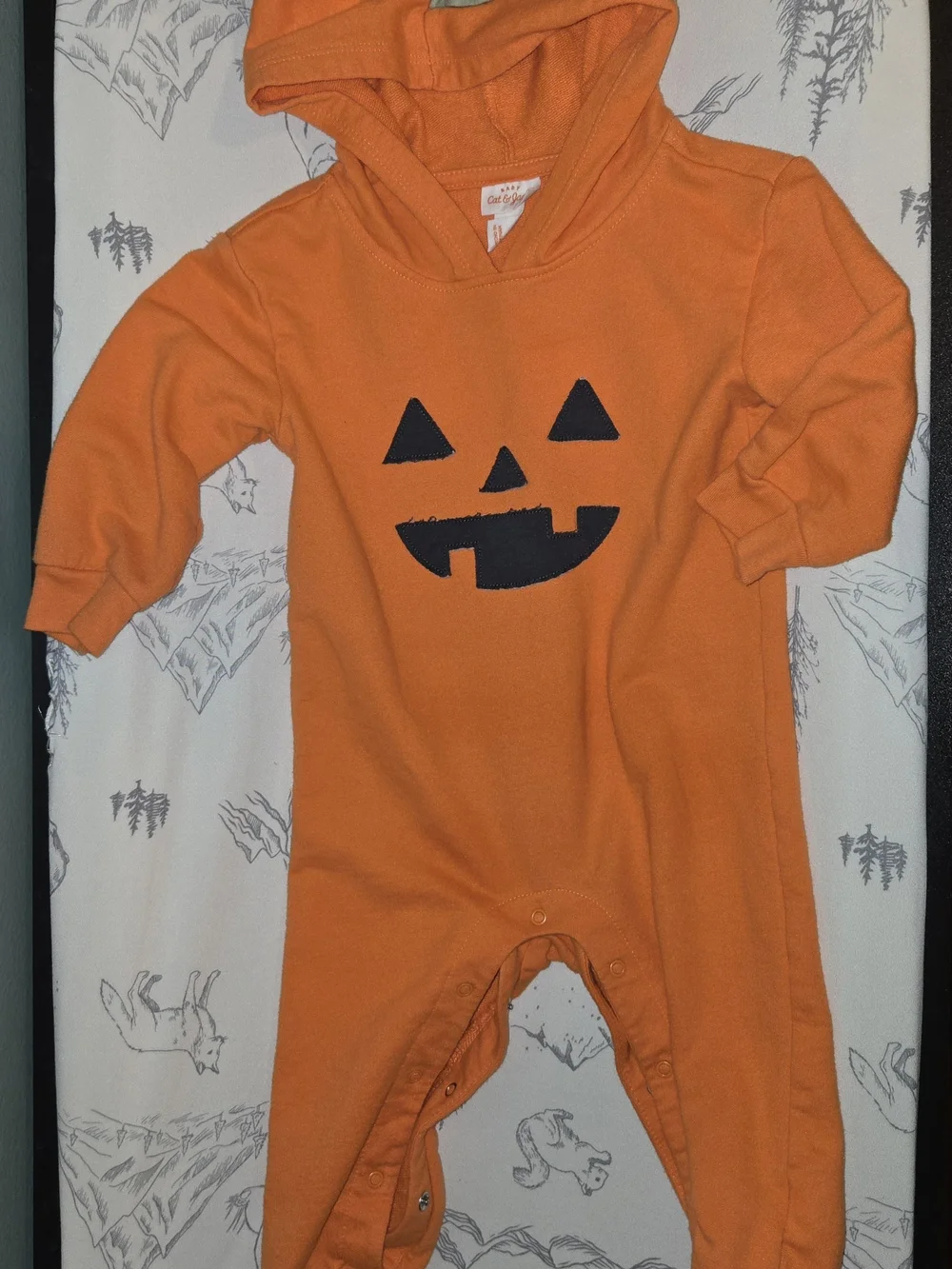 Cat & Jack Orange Jack-O'-Lantern Hooded One-Piece